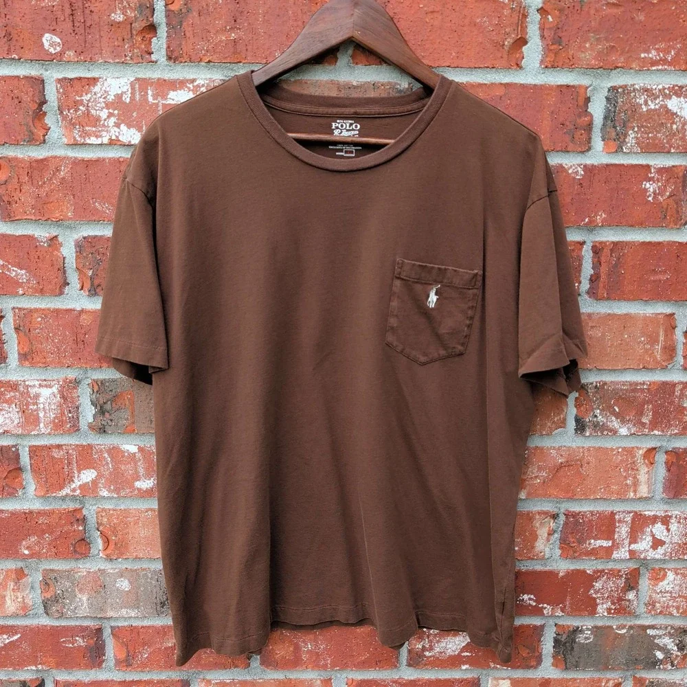 Polo Ralph Lauren Pocket T-Shirt Mens L Brown Short Sleeve Cotton Pony Logo